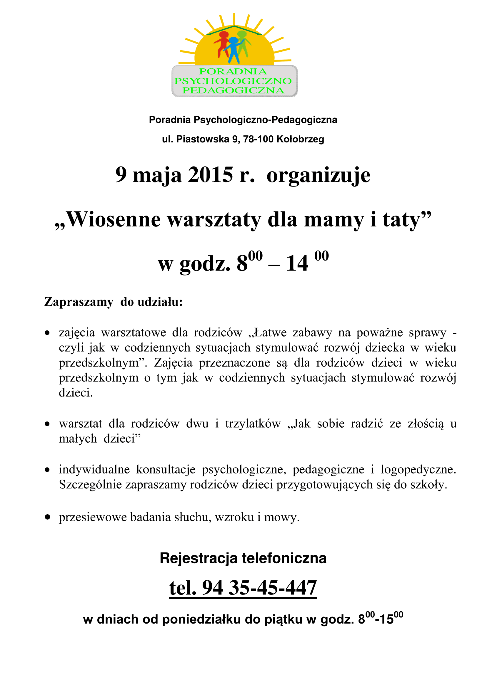 plakat warsztaty dla mamy i taty 2015-1